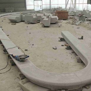 秦皇岛 芝麻白花岗岩弧形花坛石，坐凳石