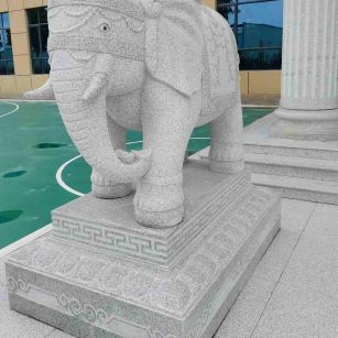 秦皇岛 白麻花岗岩动物异形石雕-大象