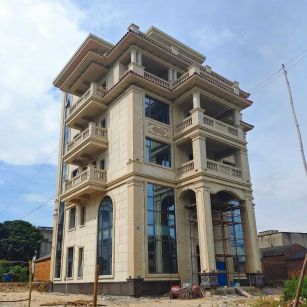 秦皇岛 黄金麻花岗岩石材别墅外墙干挂搭配（雕花栏杆花瓶柱门楼罗马柱）